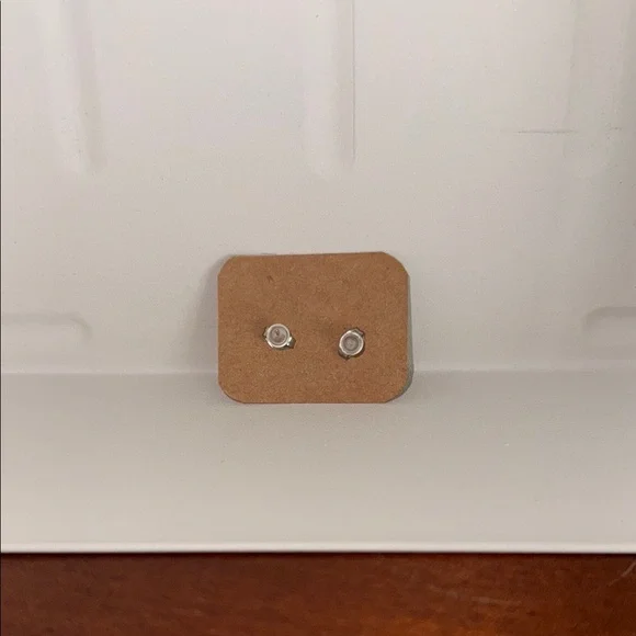 NWT Handmade 0.5in Silver Stud Earrings with Yellow “Geode” - Picture 2 of 2